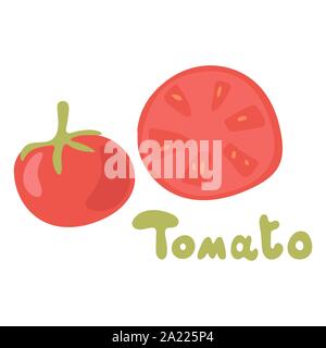 Tomaten-Symbol im flachen Stil. Isoliertes Objekt. Tomaten-Logo. Gemüse vom Bauernhof. Ökologische Lebensmittel. Vector Illustration. Stock Vektor