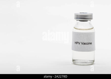 Medizinische Konzept medizinische eine medizinische Durchstechflasche lesen HPV-Impfstoff Stockfoto