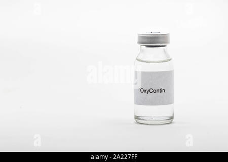 Medizinische Konzept medizinische eine medizinische Durchstechflasche lesen Oxycontin Stockfoto