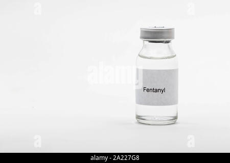 Medizinische Konzept medizinische eine medizinische Durchstechflasche lesen Fentanyl Stockfoto
