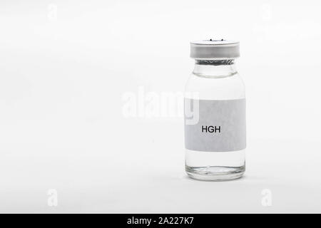 Medizinische Konzept medizinische eine medizinische Durchstechflasche lesen HGH Stockfoto