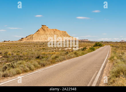 Cabezo de Las Bardenas Reales Cortinillas, Wüste, Navarra, Spanien Stockfoto