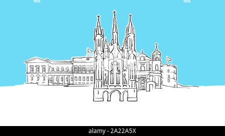 Vilnius Litauen Lineart Vektor Skizze. und Abbildung auf blauem Hintergrund. Stock Vektor