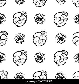 Hand Stiefmütterchen und daisy flowers nahtlose Muster Hintergrund gezeichnet. Stock Vektor