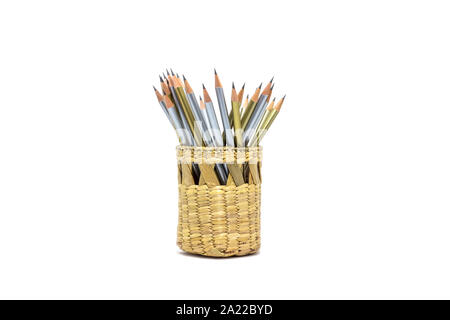 Gold und Silber Bleistift isoliert auf einem weißen Hintergrund. Stockfoto