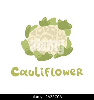 Blumenkohl vektor Icon im flachen Stil. Isoliertes Objekt. Blumenkohl Logo. Isoliertes Objekt. Gemüse aus dem Garten. Ökologische Lebensmittel. Stock Vektor