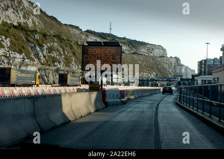 Dover Docks und Port Kent England September 2019 Grenzkontrollen voran in Dover Docks und vor dem Brexit. Stockfoto