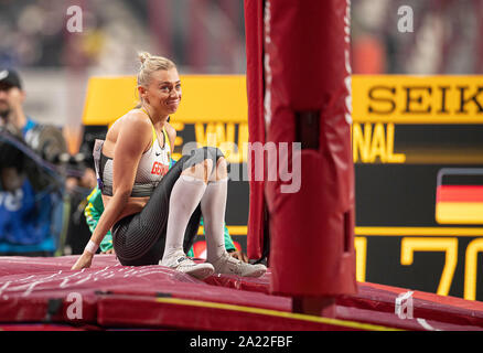 Doha, Katar. 29 Sep, 2019. Lisa RYZIH (Deutschland) enttäuscht von Frauen Stabhochsprung, am 29.09.2019 Leichtathletik WM 2019 in Doha/Katar, vom 27.09. - 10.10.2019. | Verwendung der weltweiten Kredit: dpa/Alamy leben Nachrichten Stockfoto