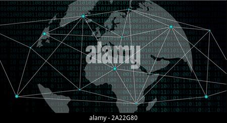 Digital Network Welt mit binären Code Hintergrund Vektor-illustration EPS 10. Stock Vektor