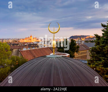 Luftaufnahme von Grab von Gül Baba in Budapest. Türkische Denkmal. Stockfoto