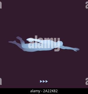 3D-Schwimmen Mann. Vektor Bild von einem Schwimmer. Menschlichen Körper. Sport Symbol. Design Element. Stock Vektor