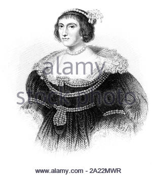 Elisabeth Stuart Porträt, 1596 - 1662, wurde Königin von Böhmen als Ehefrau von Friedrich V. von der Pfalz, vintage Abbildung von 1850 Stockfoto