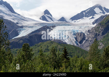 Worthington Glacier im US-Bundesstaat Alaska. Auf dem Richardson Highway östlich von Valdez, aufgeführt als National Natural Landmark. Stockfoto
