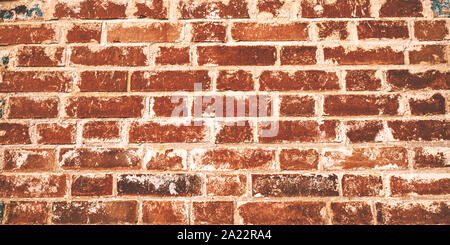 Brick Wall Muster. Verwitterte gebeizt alte Mauer Hintergrund. Stockfoto