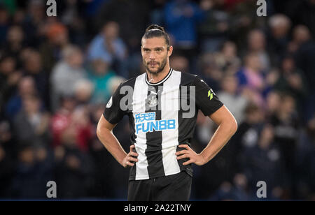 Leicester, Großbritannien. 29 Sep, 2019. Andy Carroll von Newcastle United in der Premier League Match zwischen Leicester City und Newcastle United für die King Power Stadion, Leicester, England am 29. September 2019. Foto von Andy Rowland. Credit: PRiME Media Images/Alamy leben Nachrichten Stockfoto