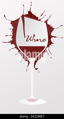 Glas Rotwein gesund für Blut auf weißen Hintergrund, vertikale Panorama Stockfoto