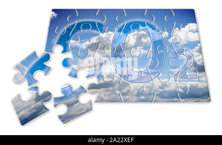 Reduzierung des CO2 in der Atmosphäre - Puzzle Konzept Bild Stockfoto