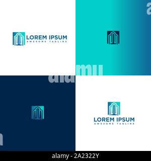 Immobilien Business Logo Vorlage, Gebäude, Immobilienentwicklung, Bau und Logo Design Vector EPS 10 mit Luxus blaue Farbe Stock Vektor