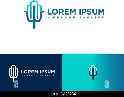 Immobilien Business Logo Vorlage, Gebäude, Immobilienentwicklung, Bau und Logo Design Vector EPS 10 mit Luxus blaue Farbe Stock Vektor