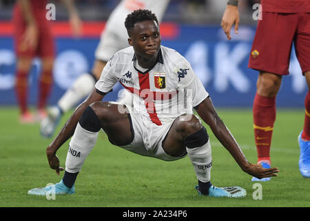 Christian Kouame Genua feiert, nachdem er ein Ziel. Roma 25-08-2019 Stadio Olimpico Fußball Serie A 2019/2020 AS Roma - Genoa Foto Antonietta B Stockfoto