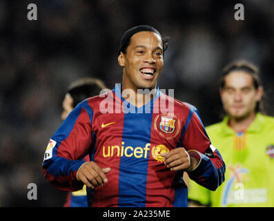 Estadio Camp Nou Barcelona Spanien, 24.02.2008 Fußball: der spanischen Primera Division, FC Barcelona (BCN) vs UD Levante (LVN) 5:1 RONALDINHO (BCN) Stockfoto