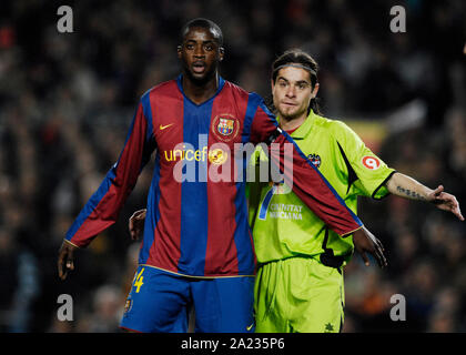 Estadio Camp Nou Barcelona Spanien, 24.02.2008 Fußball: der spanischen Primera Division, FC Barcelona (BCN) vs UD Levante (LVN) 5:1, Yaya Toure (BCN) Stockfoto