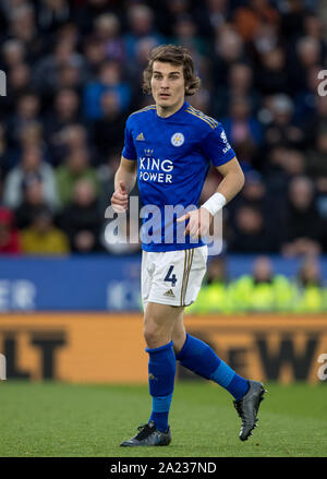 Leicester, Großbritannien. 29 Sep, 2019. Caglar Soyuncu von Leicester City während der Premier League Match zwischen Leicester City und Newcastle United für die King Power Stadion, Leicester, England am 29. September 2019. Foto von Andy Rowland. Credit: PRiME Media Images/Alamy leben Nachrichten Stockfoto