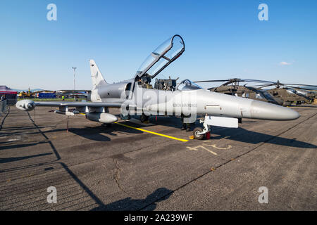 Sliac/Slowakei - August 3, 2019: Czech Air Force Aero L-159 ALCA T1 6078 Trainer Flugzeuge Static Display am SIAF slowakischen International Air Fest 2019 Stockfoto