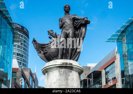 Statue von Horatio Nelson, Admiral Lord Nelson, Ständer, an, die Stierkampfarena, Mitte, der, Stadt, von, Birmingham, West Midlands, Midlands, England, UK, GB, Großbritannien, Europa Stockfoto