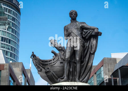 Statue von Horatio Nelson, Admiral Lord Nelson, Ständer, an, die Stierkampfarena, Mitte, der, Stadt, von, Birmingham, West Midlands, Midlands, England, UK, GB, Großbritannien, Europa Stockfoto