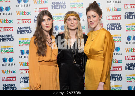 (Von links nach rechts) Emillie, meghann Loney und Beth Schlüssel von Wildwood Kin am Spiegel tierischen Helden Awards 2019, in Partnerschaft mit der Menschen Postcodelotterie und Webbox. Stockfoto