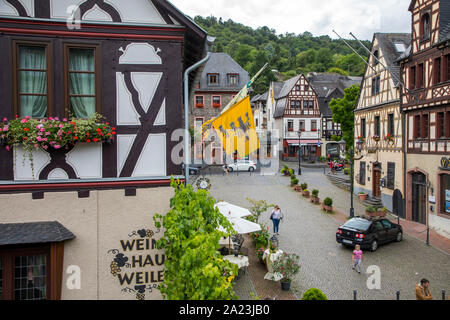 Altstadt von Oberwesel am Rhein, im Oberen Mittelrheintal Weltkulturerbe, Deutschland Stockfoto