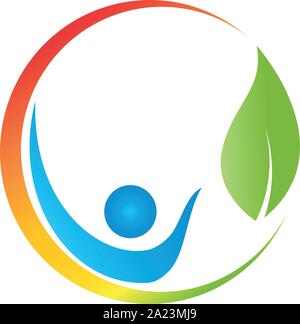 Person, Blätter, Gärtner, Heilpraktiker, logo Stock Vektor