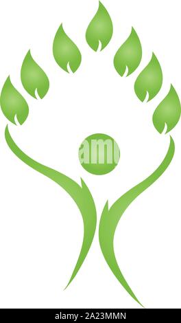 Person, Blätter, Gärtner, Heilpraktiker, logo Stock Vektor