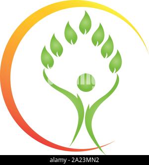 Person, Blätter, Gärtner, Heilpraktiker, logo Stock Vektor