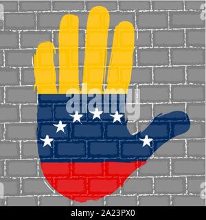 Hand mit der Flagge von Venezuela über eine grunge Mauer gemalt - Vektor Stock Vektor