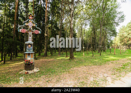 Kurapaty, Minsk/Belarus - September 15, 2019 Kurapaty Wald Massaker. Gedenkstätte für die Opfer der stalinistischen Ära Repressionen in Kurapaty, Minsk Stockfoto