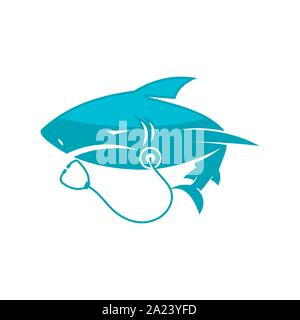 Shark Stethoskop Logo Design Vector isoliert Abbildung Stock Vektor