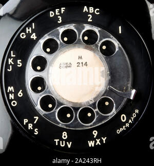 Nahaufnahme des alten Rotary Telefon DFÜ in den 1960er Jahren verwendet. Stockfoto