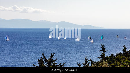 Yachtcharter Flottille aus Paxos Griechische Inseln Griechenland Stockfoto