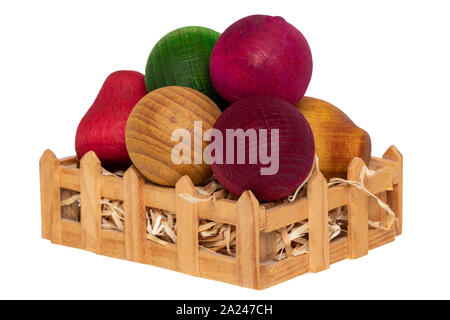 Lufterfrischer. Detailansicht der Lufterfrischer in einer Miniatur Modell eines hölzernen Zaun aus Holz- Kugeln und mit ätherischen Öle aromatisierten. Makro von Stockfoto