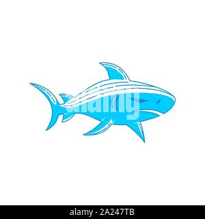 Shark Maskottchen Logo Design Outline isolierten Konzept Vorlage Stock Vektor