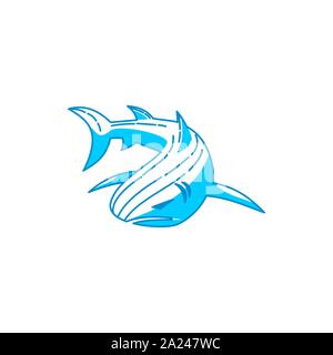 Shark Maskottchen Logo Design Vector isoliert Abbildung: Vorlage Stock Vektor
