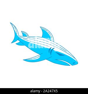 Shark Blue Logo Design vector Umrisse isoliert Abbildung Stock Vektor