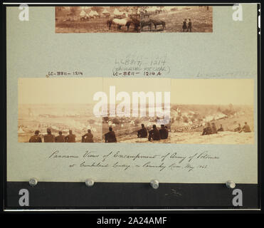 Panoramablick auf Lager der Armee des Potomac am Cumberland Landung, auf Pamunky Fluss, Mai 1862 Stockfoto