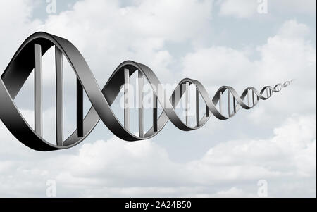 DNA-abstraktes Konzept als Doppelhelix, die Gene und Chromosomen oder Biotechnologie in gezwungen Perspektive als eine 3D-Darstellung. Stockfoto