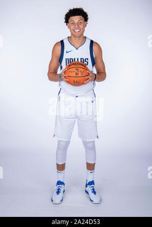 September 30, 2019: Dallas Mavericks vorwärts Justin Jackson #44 stellt während der Dallas Mavericks Medien Tag im American Airlines Center in Dallas, TX statt Stockfoto