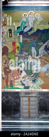 In einem sorgfältig restaurierten Wandmalerei, eines von Dutzenden im Fair Park, Standort des Texas hundertjährigen Feier 1936 und der Panamerikanischen Ausstellung 1937 in Dallas, Texas Stockfoto