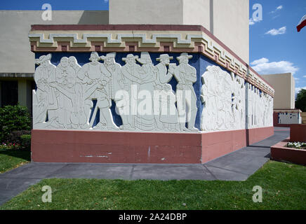 Teil von einem Fries, einer von vielen im Fair Park, Standort des Texas hundertjährigen Feier 1936 und der Panamerikanischen Ausstellung 1937 in Dallas, Texas Stockfoto