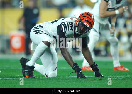 Pittsburgh, PA, USA. 30 Sep, 2019. Carlos Dunlap #96 Während der Pittsburgh Steelers vs Cincinnati Bengals am Heinz Feld in Pittsburgh, PA. Jason Pohuski/CSM/Alamy leben Nachrichten Stockfoto